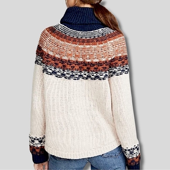 Madewell Wool-Blend Fuzzy Fair Isle Turtleneck Sweater Sz. Medium - Picture 6 of 9